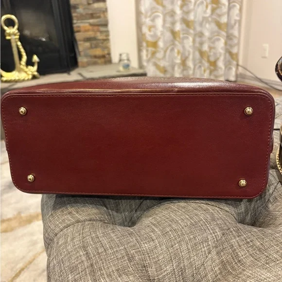 Elegant Large Duxbury Satchel Cranberry Valerian Genuine Leather